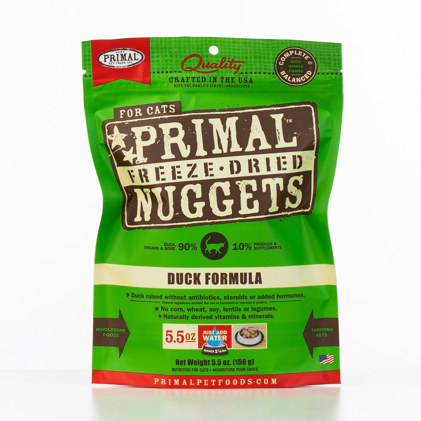 Primal Raw Freeze-Dried Nuggets Cat Food | Duck Formula | 5.5 oz Bag