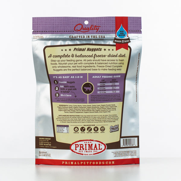 Primal Raw Freeze-Dried Nuggets Cat Food | Turkey Formula | 5.5 oz Bag