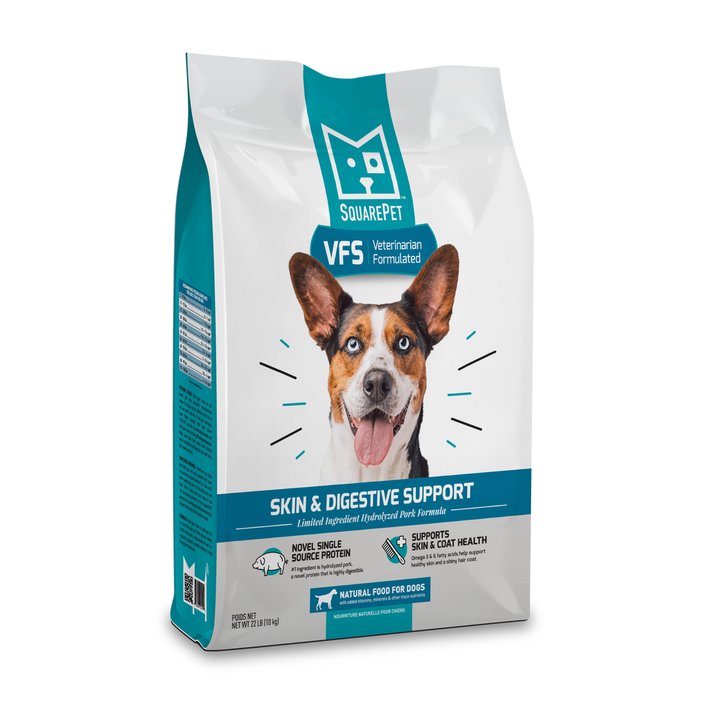 SquarePet VFS Premium Dry Dog Food | Skin & Digestive Support | Hydrolyzed Pork Formula | 22 lb Bag