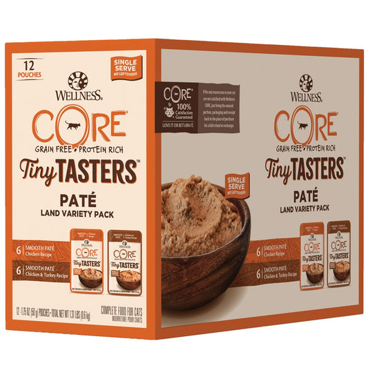 Wellness Core Grain-Free Tiny Tasters Pate Land Variety Pack Cat Food | 1.75 OZ (Pack of 12)