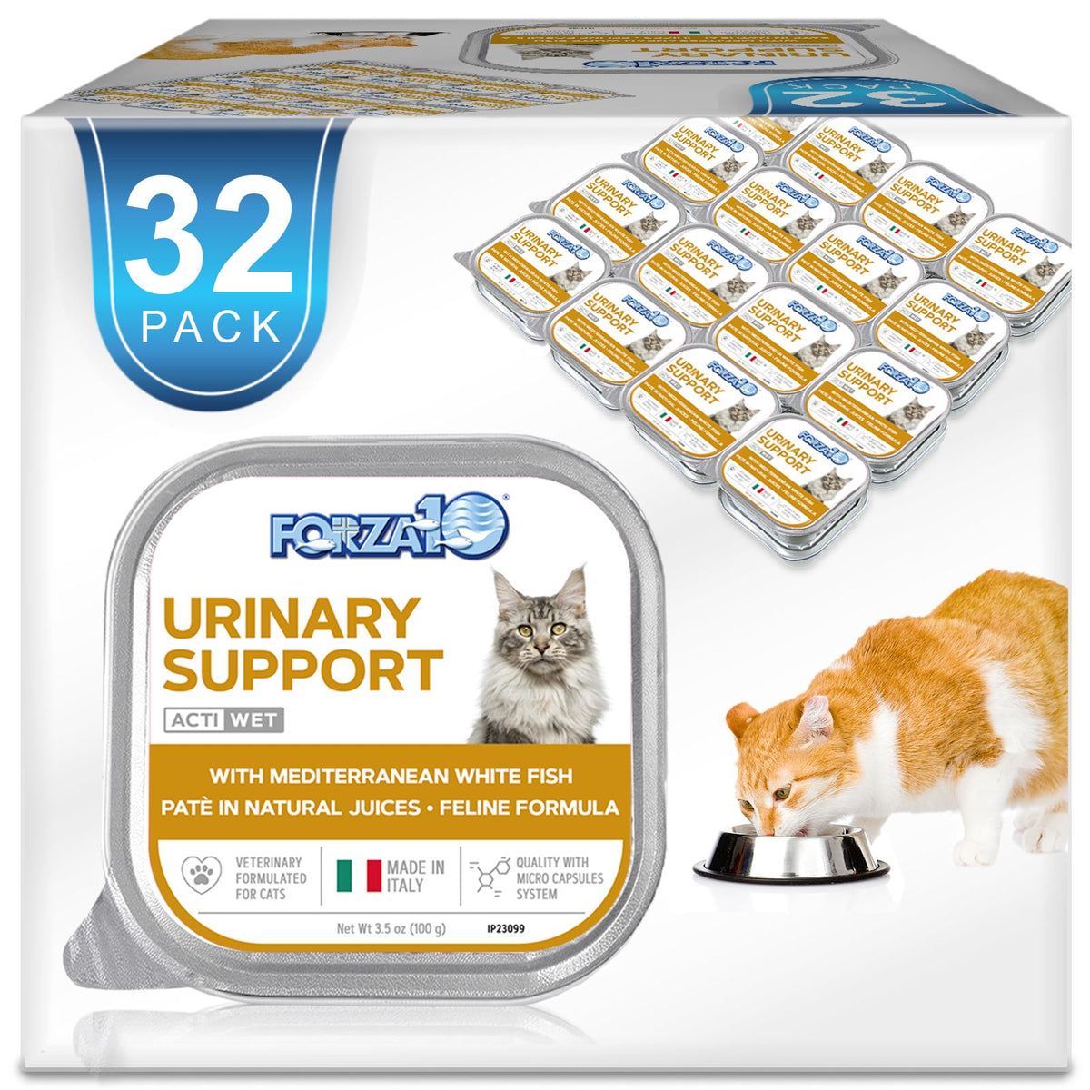 Forza10 Nutraceutic Wet Cat Food | Urinary Active Line | Fish Recipe | 3.5 oz Tray