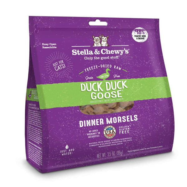 Stella & Chewy's Premium Cat Food | Grain-Free Formula | Duck, Duck, Goose Freeze-Dried Raw Dinner Morsels