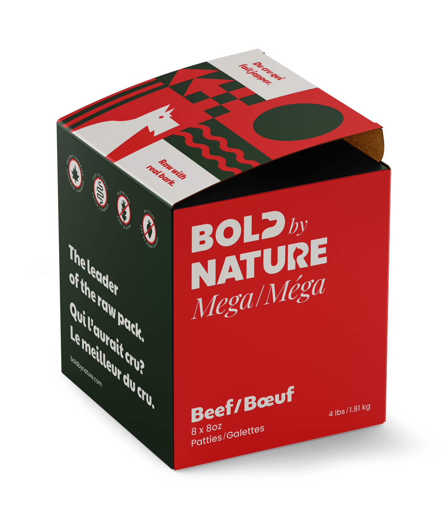 Bold by Nature Mega Raw Dog Food | Beef Patties | 4 lb Box 🇨🇦