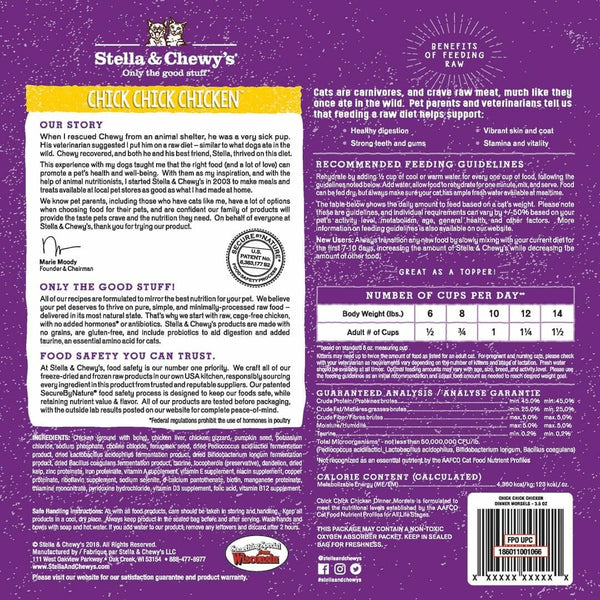 Stella & Chewy's Premium Cat Food | Grain-Free Formula | Chick, Chick, Chicken Freeze-Dried Raw Dinner Morsels