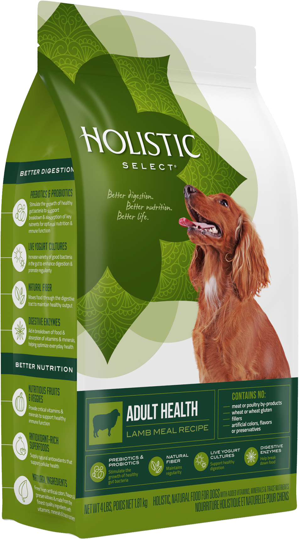 Holistic Select Premium Dog Food Adult Health Formula Lamb Meal Recipe 30 lb Bag
