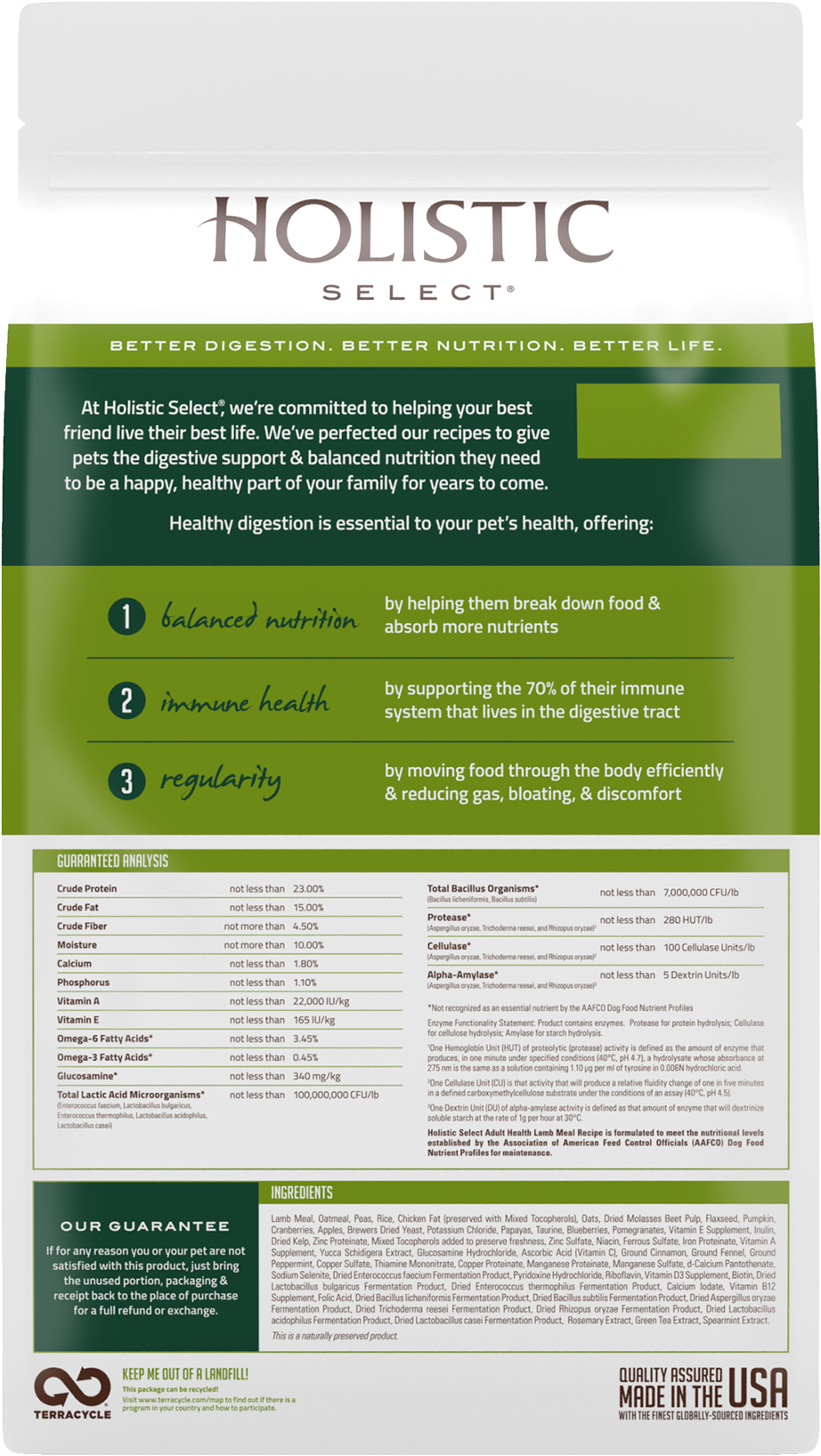 Holistic Select Premium Dog Food | Adult Health Formula | Lamb Meal Recipe | 30 lb Bag