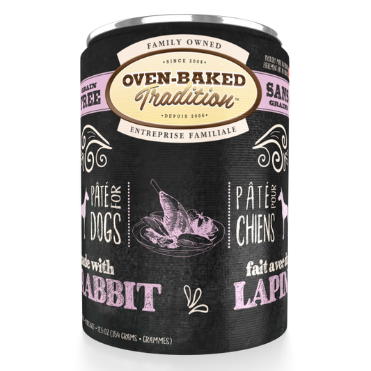 Oven-Baked Tradition Canned Dog Food | Grain-Free Rabbit Pate Recipe | 12.5 oz Can
