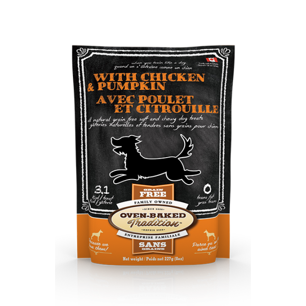 Oven-Baked Tradition Premium Soft and Chewy Dog Treats | Chicken with Pumpkin Flavour | 227 g Pouch 🇨🇦
