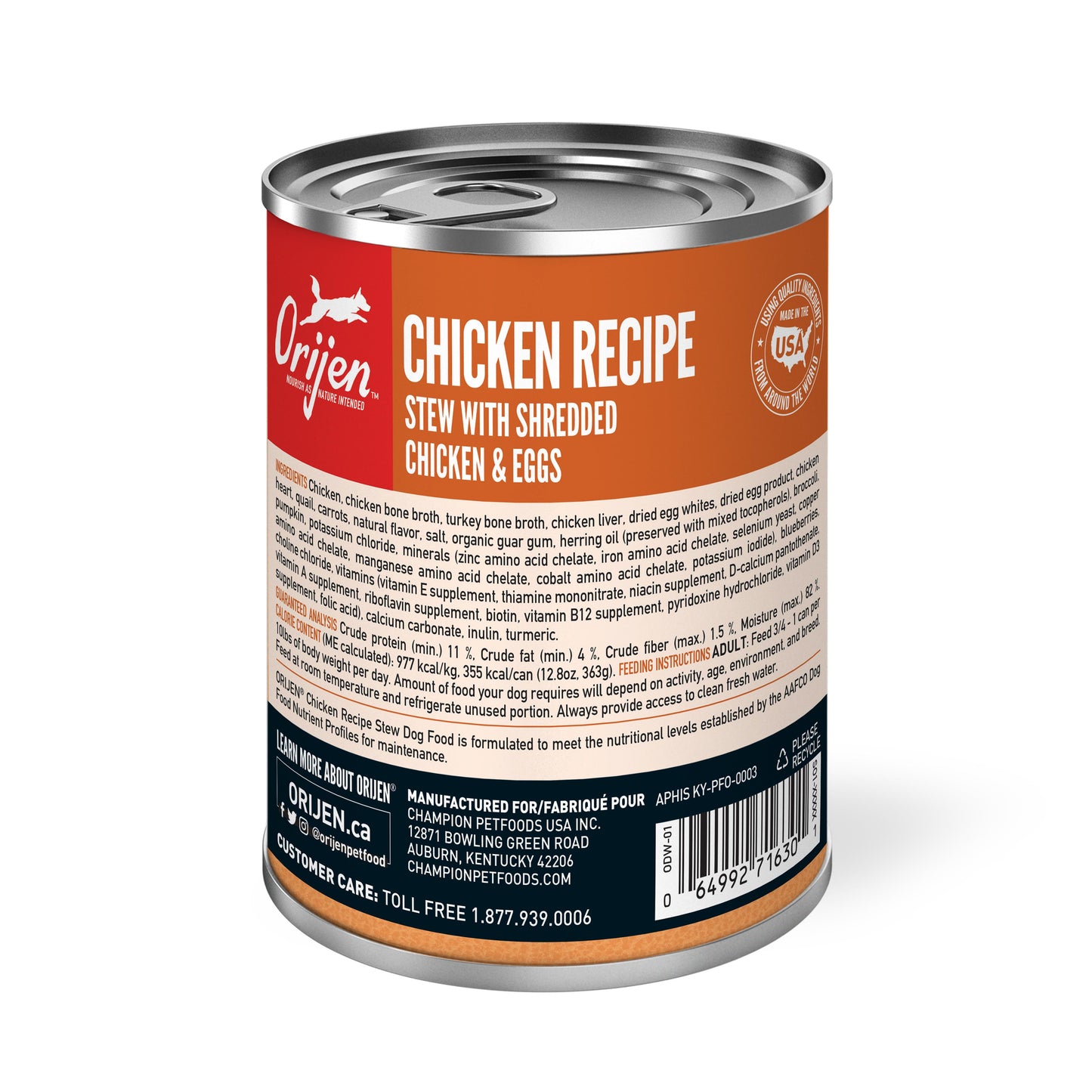 Orijen Premium Canned Dog Food | Chicken Stew with Shredded Chicken & Eggs Recipe | 12.8 oz. Can