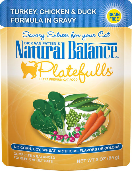 Natural Balance Platefulls Grain-Free Turkey, Chicken & Duck Formula in Gravy | 3 oz Pouch