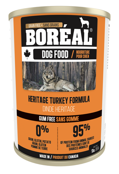 Boreal Premium Canned Puppy and Dog Food | Grain-Free Formula | Canadian Heritage Turkey Recipe | 13 oz. Can