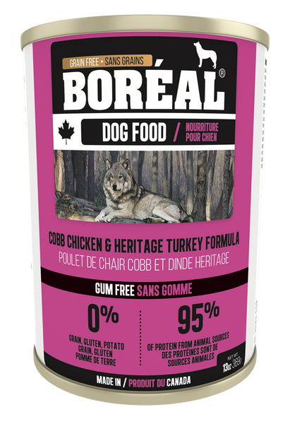 Boreal Premium Canned Puppy and Dog Food | Grain-Free Formula | Canadian Cobb Chicken and Heritage Turkey Recipe | 13 oz. Can