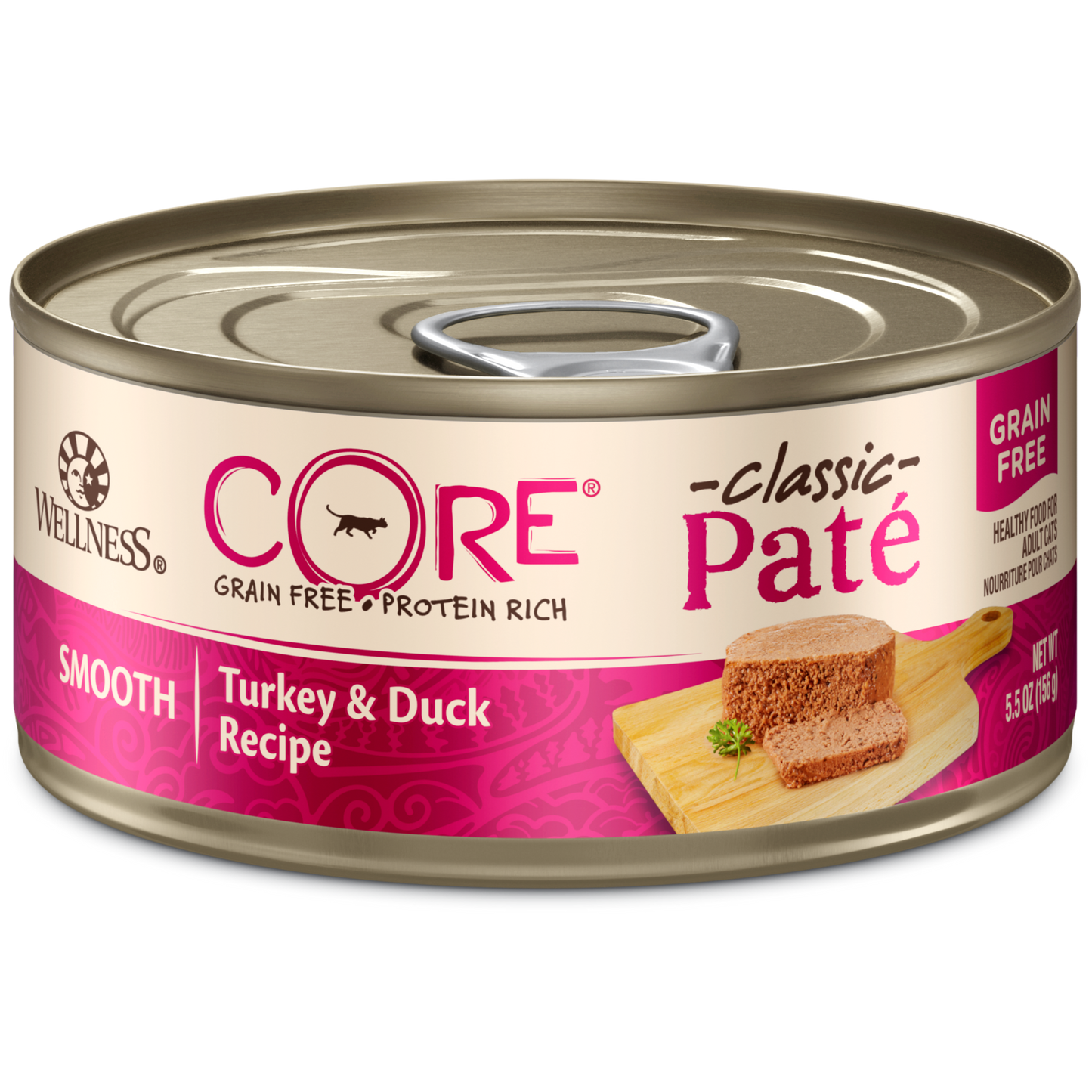 Wellness Premium Canned Cat Food | CORE Grain-Free Formula | Turkey & Duck Pate Recipe | 5.5 oz. Cans