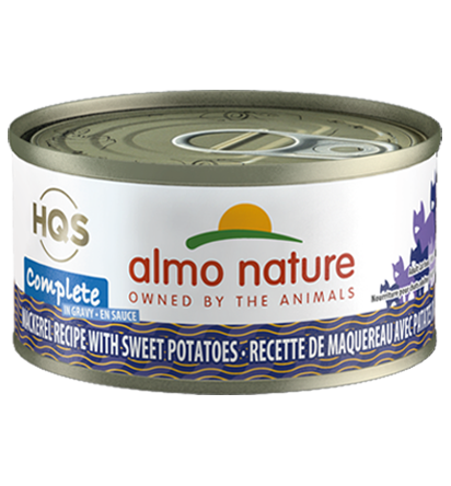 Almo Nature HQS Complete Mackerel & Sweet Potato in Gravy Grain-Free Wet Cat Food | 2.47 oz Can