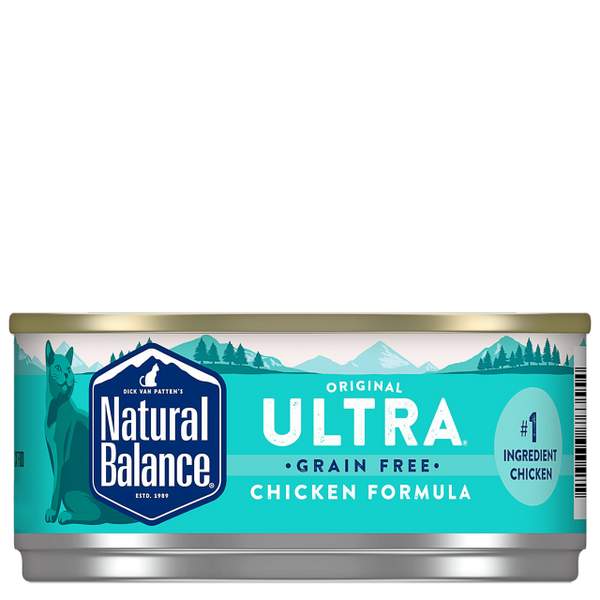 Natural Balance Premium Canned Adult Cat Food | Ultra Grain-Free Chicken Pate Recipe | 5.5 oz Can