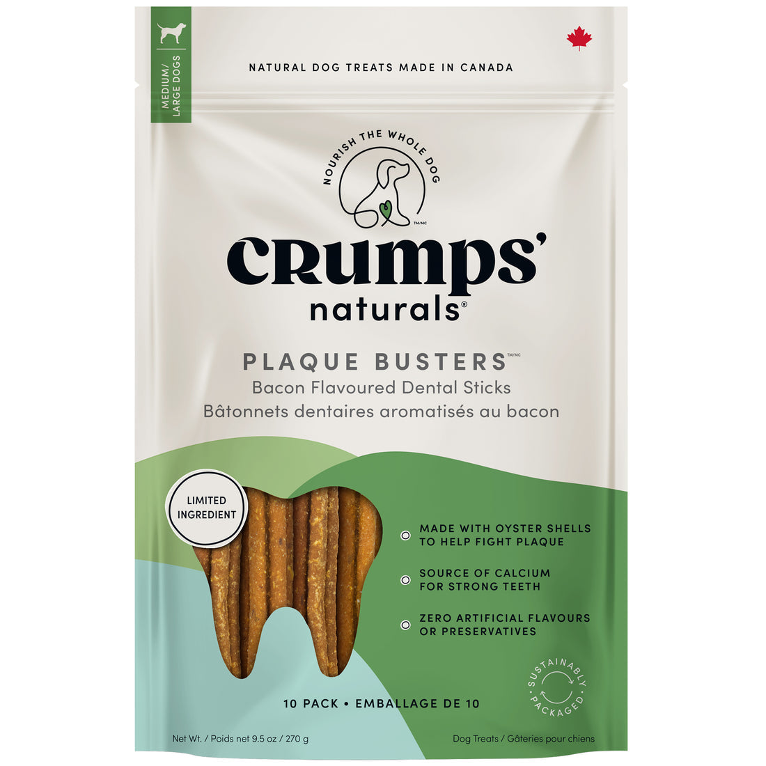 Crumps' Naturals Plaque Busters Bacon Flavour | 140g Pouch 🇨🇦
