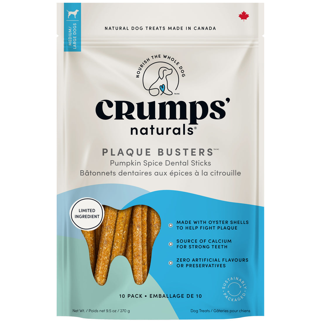 Crumps' Naturals Plaque Busters with Pumpkin Spice | 140g Pouch 🇨🇦