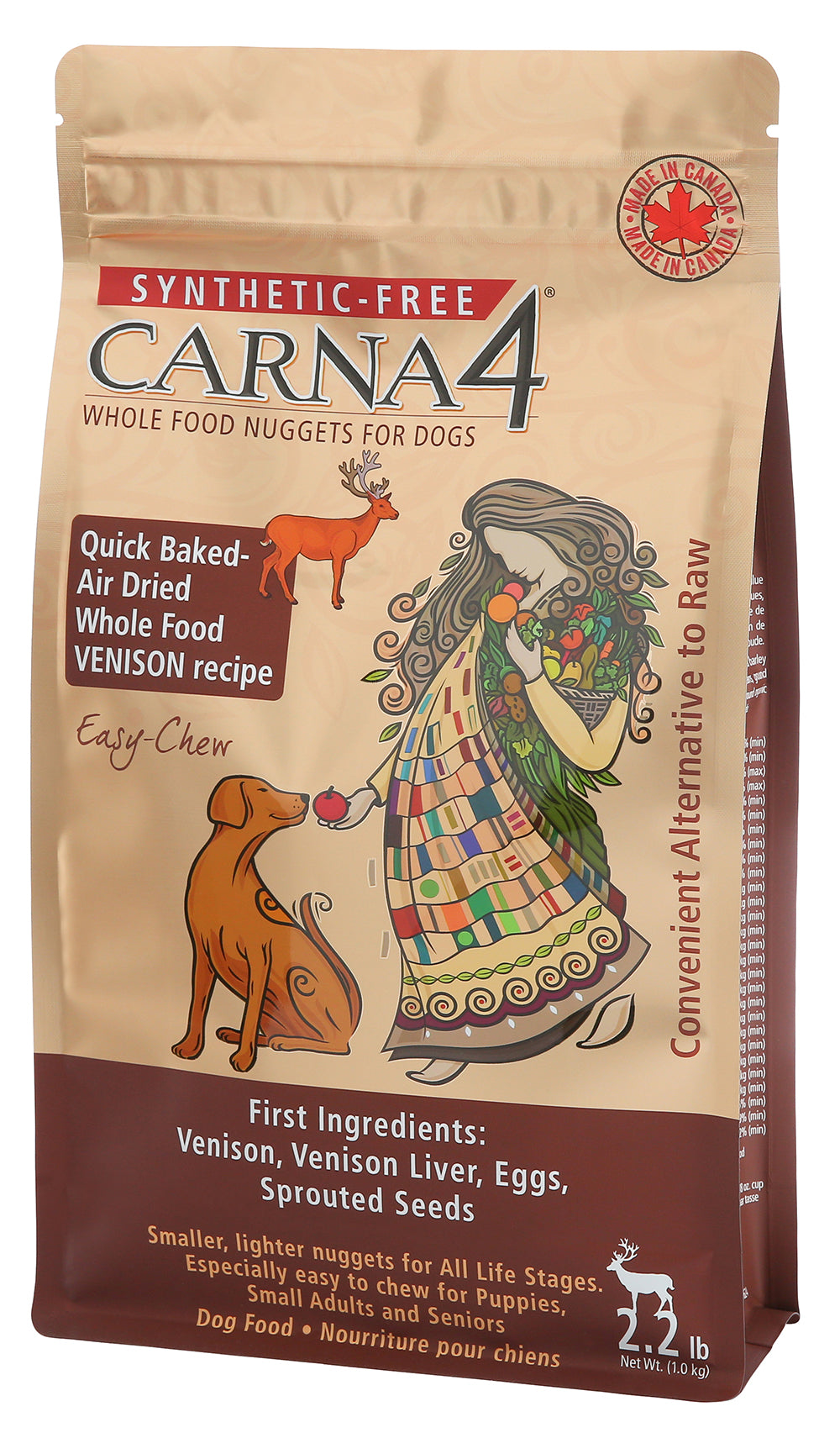 Carna4 Premium Dog Food | Easy-Chew Venison Recipe | 9.1 kg (20 lbs) Bag 🇨🇦
