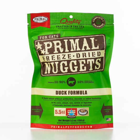 Primal Raw Freeze-Dried Nuggets Cat Food | Duck Formula | 5.5 oz Bag