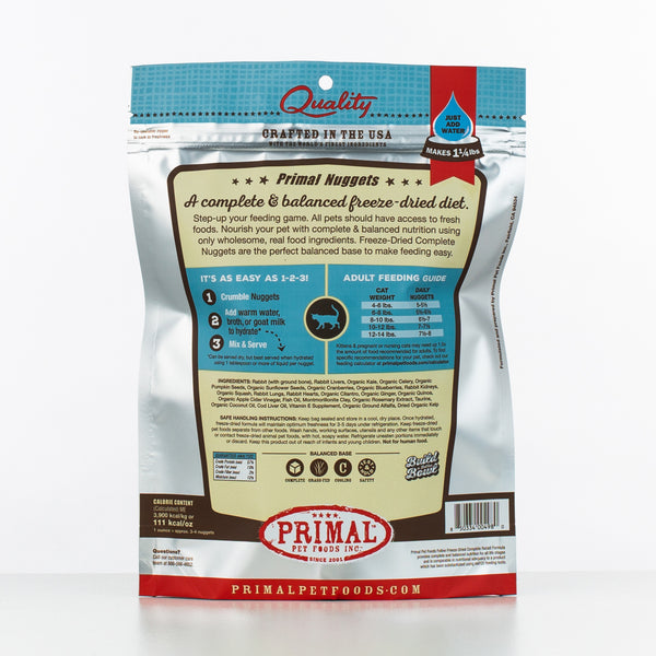 Primal Raw Freeze-Dried Nuggets Cat Food | Rabbit Formula | 5.5 oz Bag
