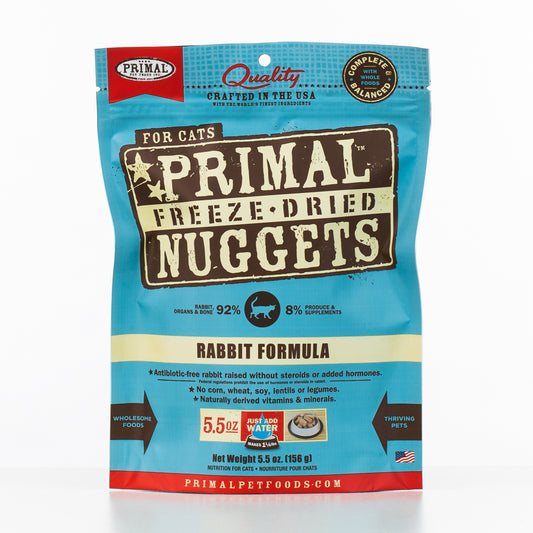 Primal Raw Freeze-Dried Nuggets Cat Food | Rabbit Formula | 5.5 oz Bag