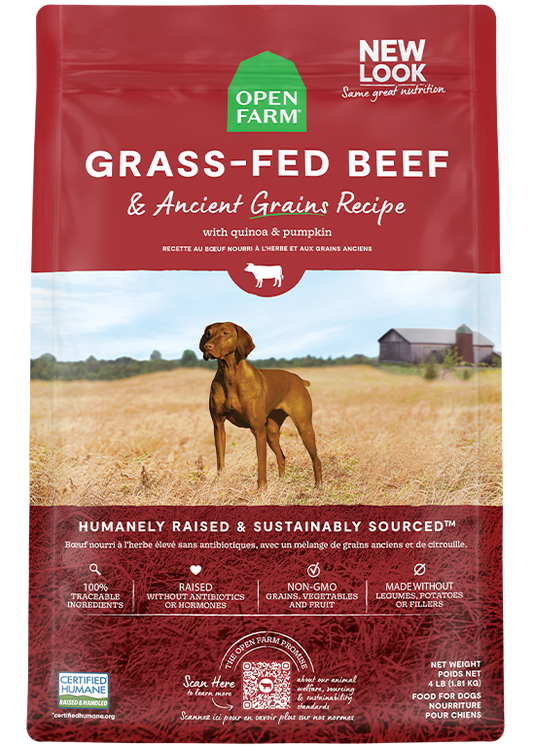 Open Farm Premium Dog Food | Grass-Fed Beef & Ancient Grains Recipe | 11 lb Bag