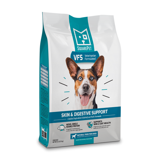 SquarePet VFS Premium Dry Dog Food | Skin & Digestive Support | Hydrolyzed Pork Formula | 22 lb Bag
