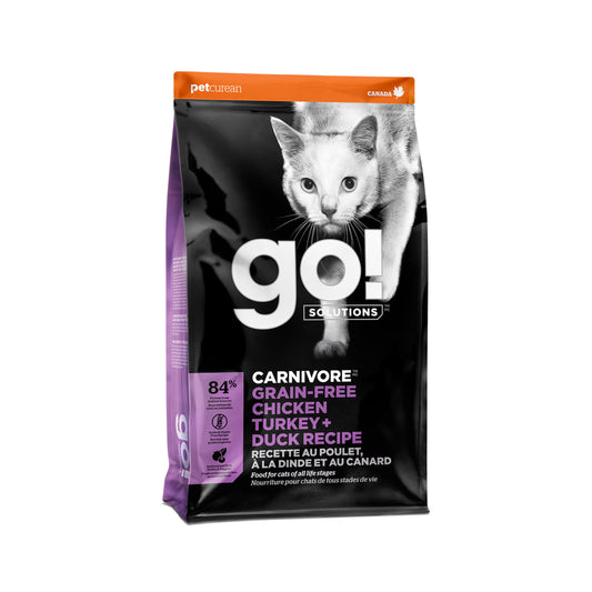 GO! Solutions Premium Dry Cat Food | Carnivore Grain-Free Formula | Chicken, Turkey & Duck Recipe | 16 lb Bag 🇨🇦