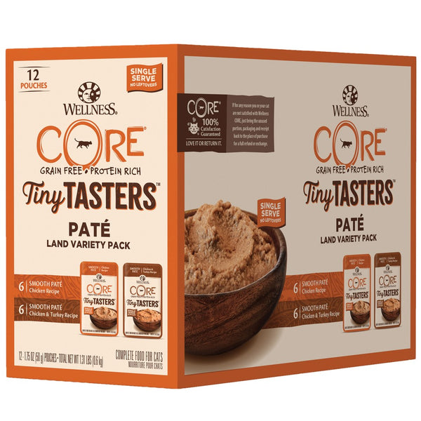 Wellness Core Grain-Free Tiny Tasters Pate Land Variety Pack Cat Food | 1.75 OZ (Pack of 12)