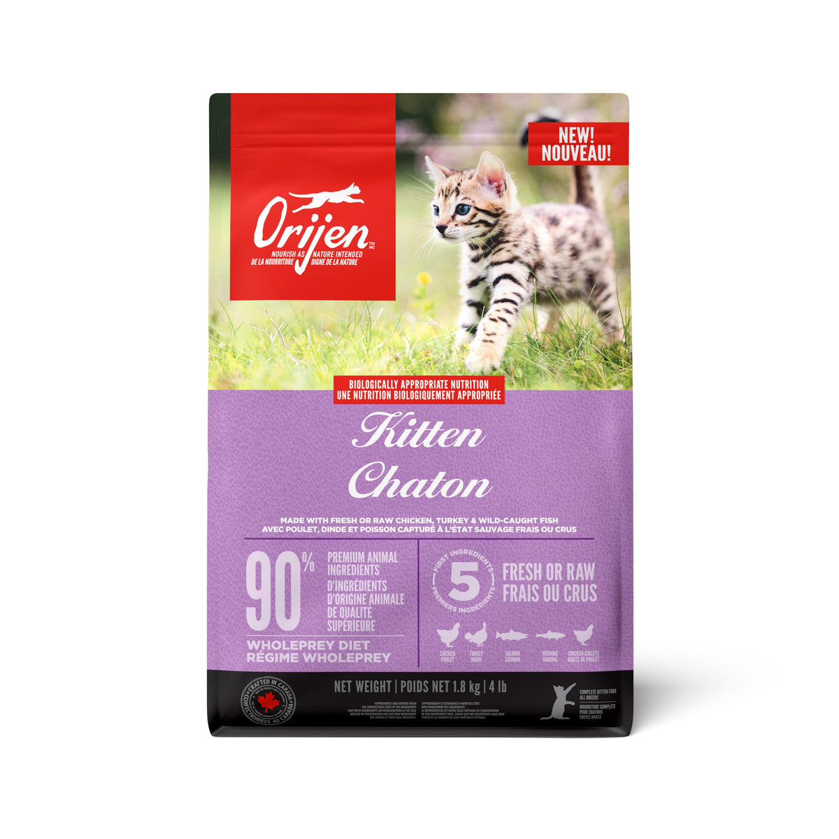 ORIJEN Dry Cat Food | Kitten Formula | Grain-Free High-Protein Recipe | 1.8 kg Bag