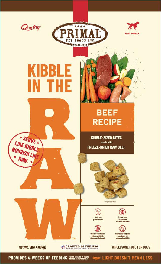Primal Kibble in the Raw Freeze-Dried Premium Dog Food | Beef Recipe