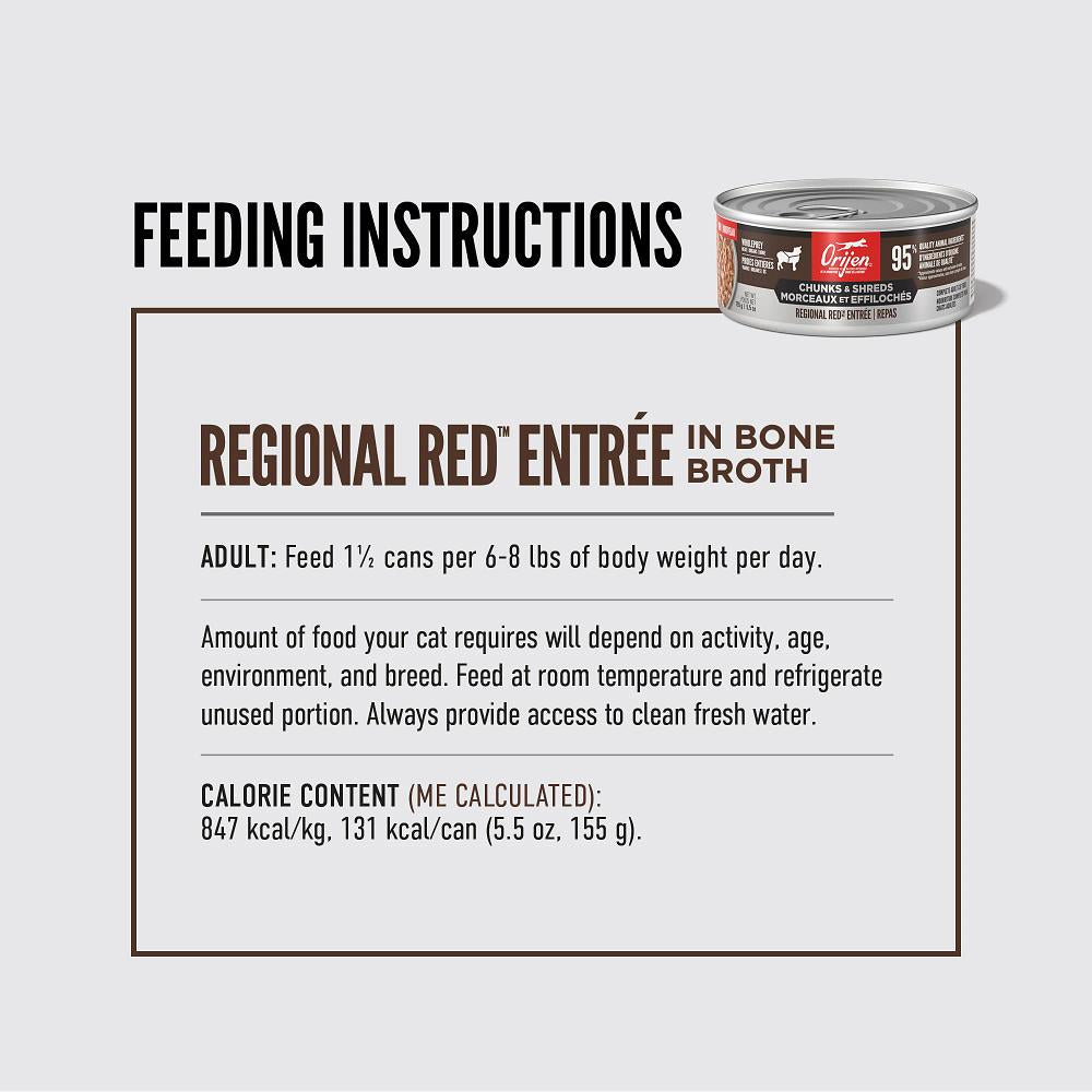 ORIJEN Chunks & Shreds Regional Red Entree in Bone Broth Canned Cat Food | 5.5 oz Can