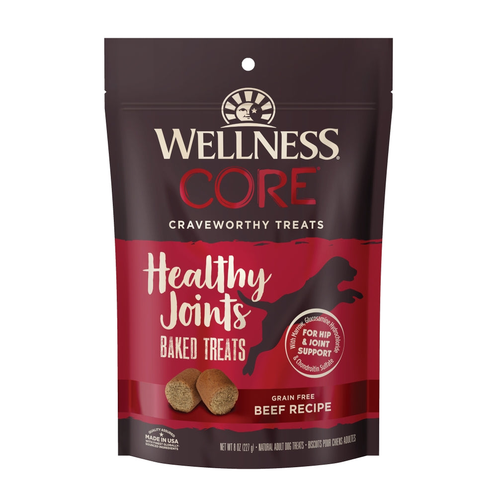 Wellness Core Healthy Joints baked treats package on a white background