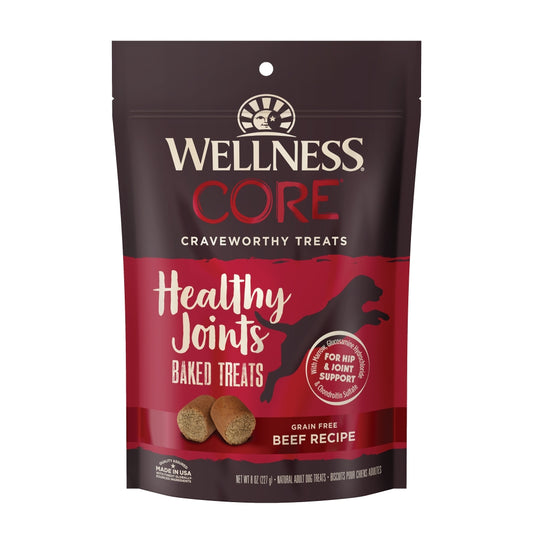 Wellness Core Healthy Joints baked treats package on a white background