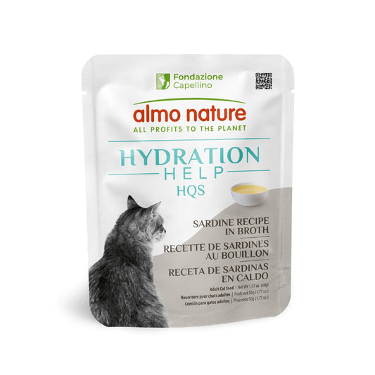 Almo Nature HQS Hydration Help Sardine in Broth Wet Cat Food Supplement Topper | 1.77 oz Pouch