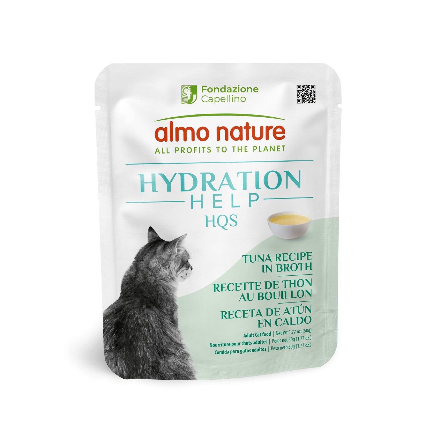 Almo Nature HQS Hydration Help Tuna in Broth Wet Cat Food Supplement Topper | 1.77 oz Pouch