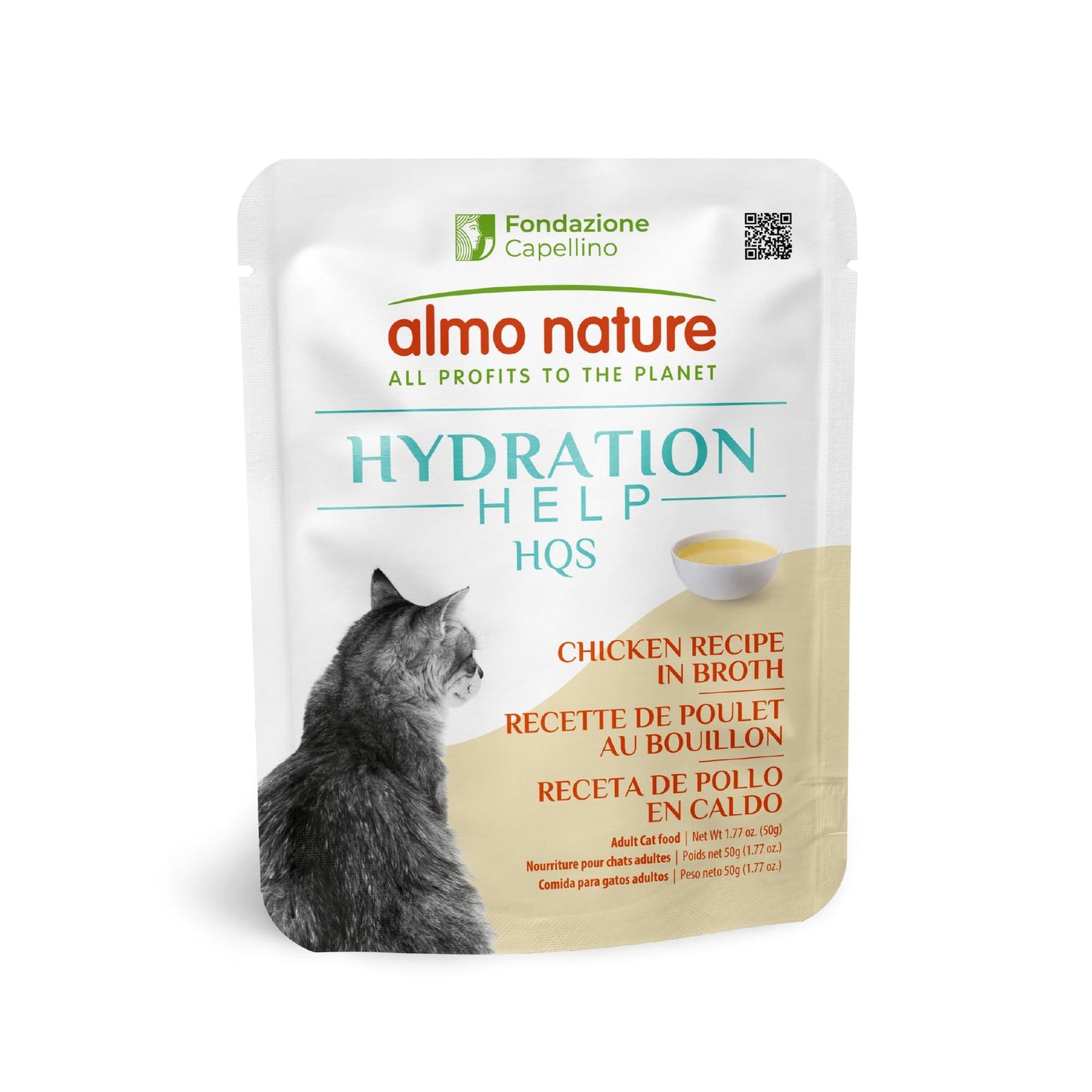 Almo Nature HQS Hydration Help Chicken in Broth Wet Cat Food Supplement Topper | 1.77 oz Pouch