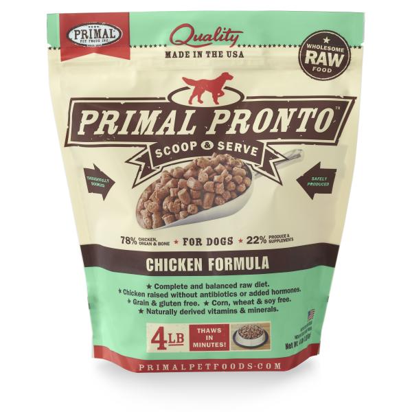 Primal Premium Raw Frozen Dog Food | Primal Pronto Chicken Formula | 4 lb Bag