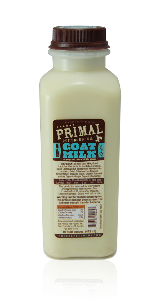 Primal Raw Frozen Goat Milk for Dogs and Cats | 473 mL Bottle