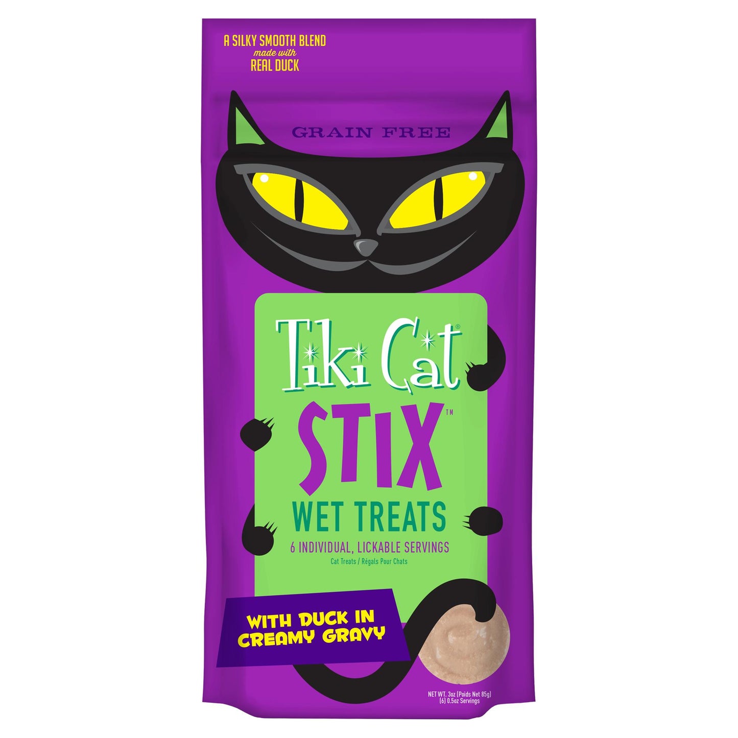 Tiki Cat Stix Premium Wet Cat Treat | Duck Mousse in Creamy Gravy | 6 Pack