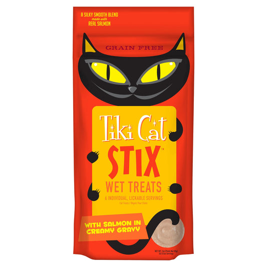Tiki Cat Stix Premium Wet Cat Treat | Salmon Mousse in Creamy Gravy | 6 Pack