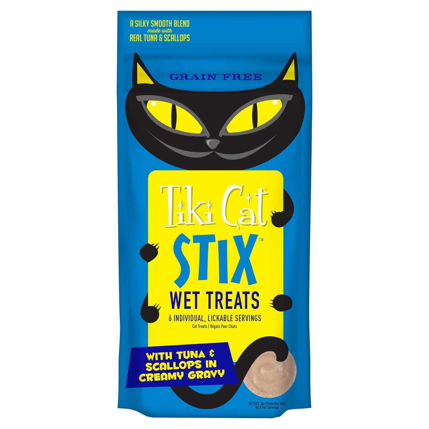 Tiki Cat Stix Premium Wet Cat Treat | Chicken and Scallops Mousse in Creamy Gravy | 6 Pack