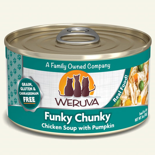 Weruva Premium Canned Cat Food | Funky Chunky Chicken Soup with Pumpkin Recipe | 3 oz. Can