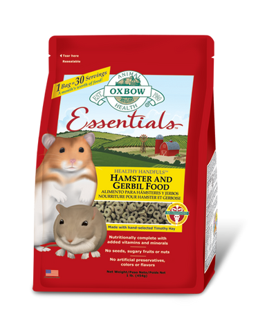 Oxbow Essentials Premium Hamster and Gerbil Food packaging