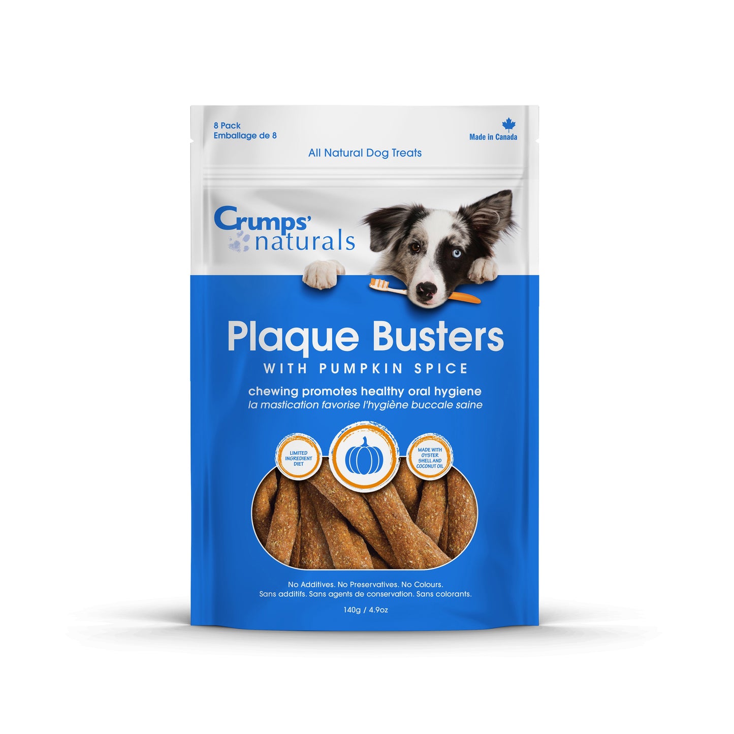 Crumps' Naturals Plaque Busters with Pumpkin Spice | 140g Pouch 🇨🇦