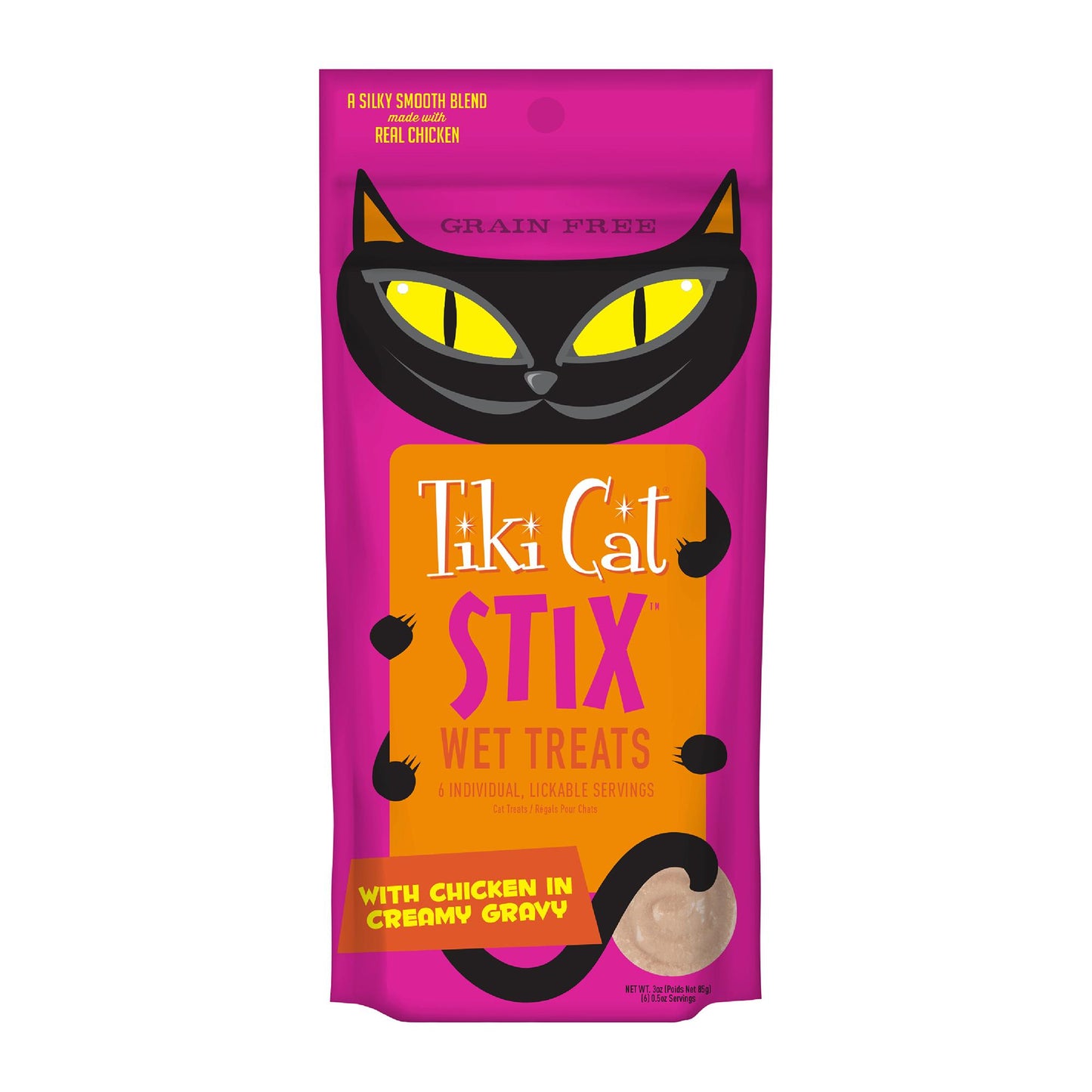 Tiki Cat Stix Premium Wet Cat Treat | Chicken Mousse in Creamy Gravy | 6 Pack