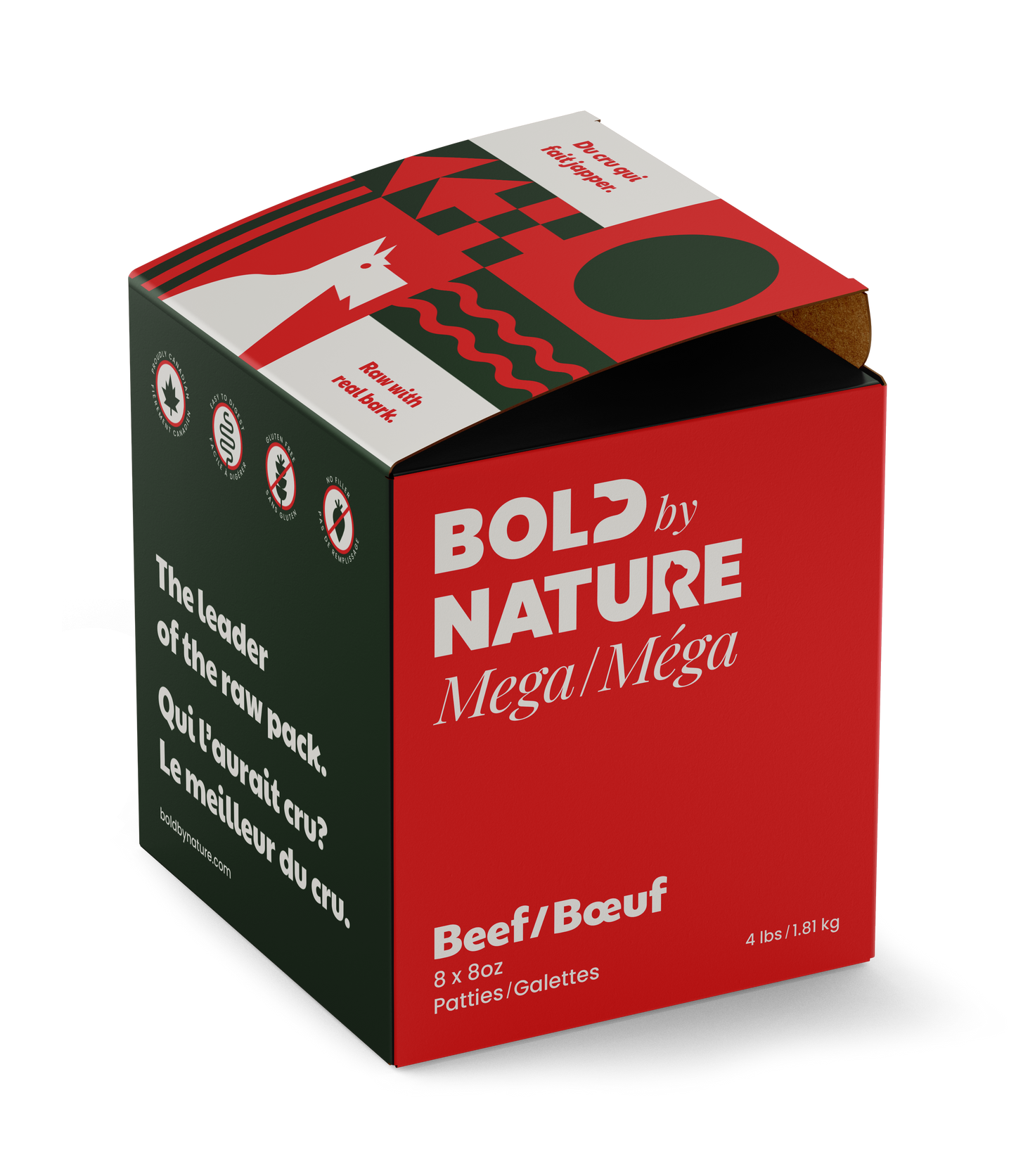 Bold by Nature Mega Raw Dog Food | Beef Patties | 4 lb Box