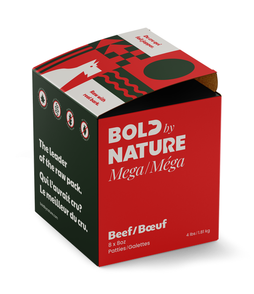 Bold by Nature Mega Raw Dog Food | Beef Patties | 4 lb Box