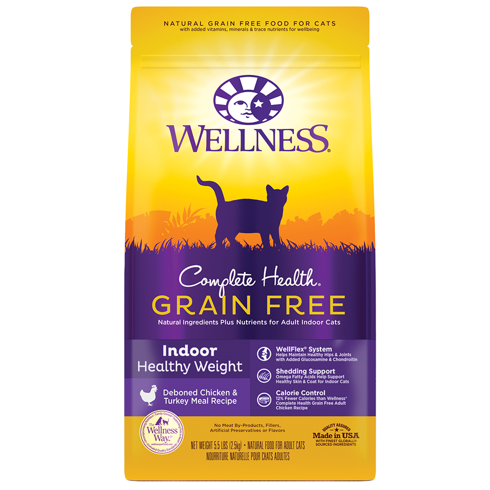 WELLNESS PREMIUM INDOOR CAT FOOD | COMPLETE HEALTH  GRAIN-FREE HEALTHY WEIGHT FORMULA | DEBONED CHICKEN & TURKEY MEAL RECIPE | 11.5 lb BAG