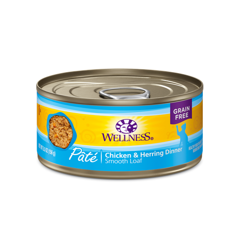 Wellness Premium Canned Cat Food | Complete Health Grain-Free Formula | Chicken & Herring Pate Recipe